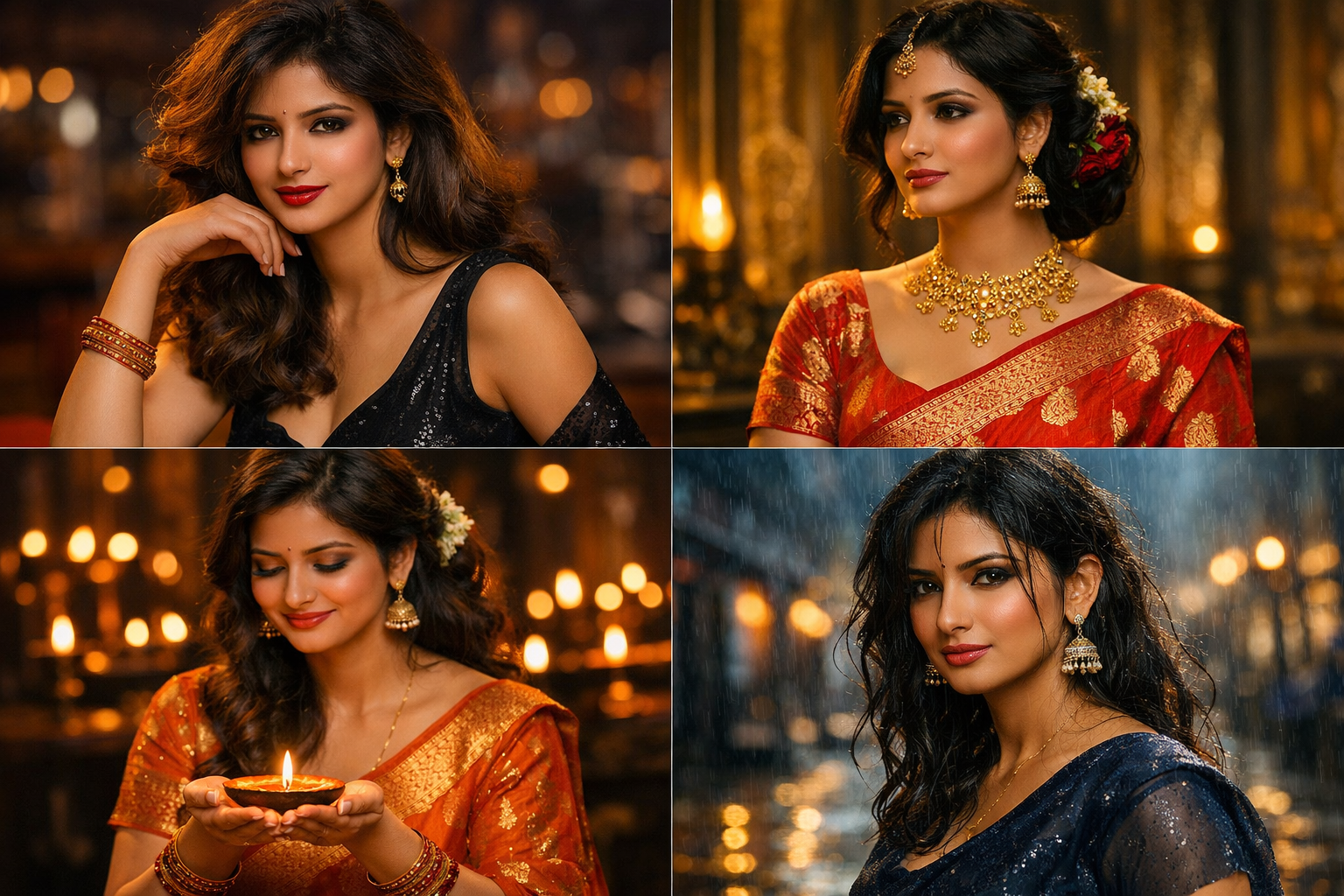 Nano Banana Saree Trend ke alag alag cinematic saree look examples