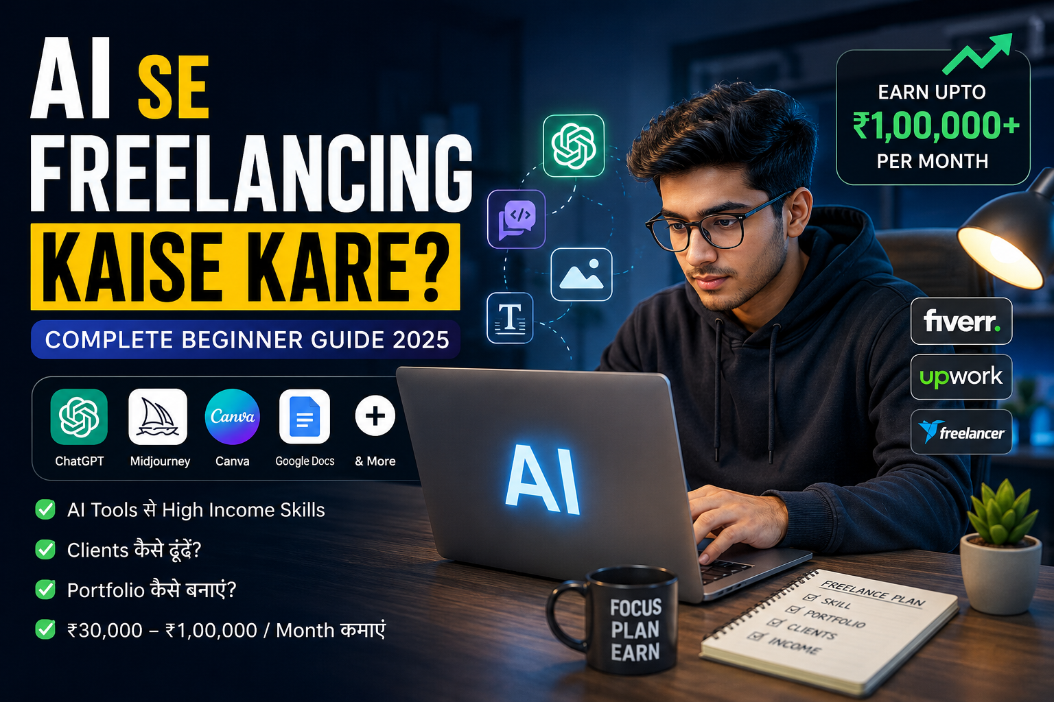 AI Se Freelancing Kaise Kare 2026? Complete Beginner Guide (₹30,000–₹1,00,000/Month)