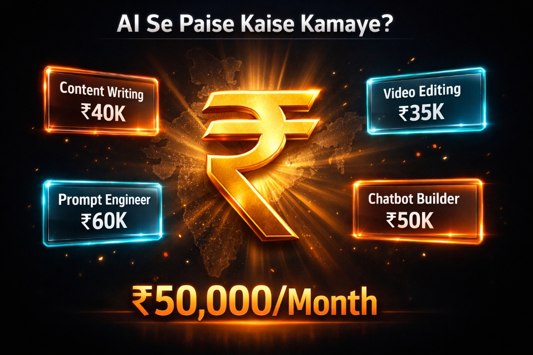 AI Se Paise Kaise Kamaye 2026 — घर बैठे ₹50,000/Month की Complete Hindi Guide