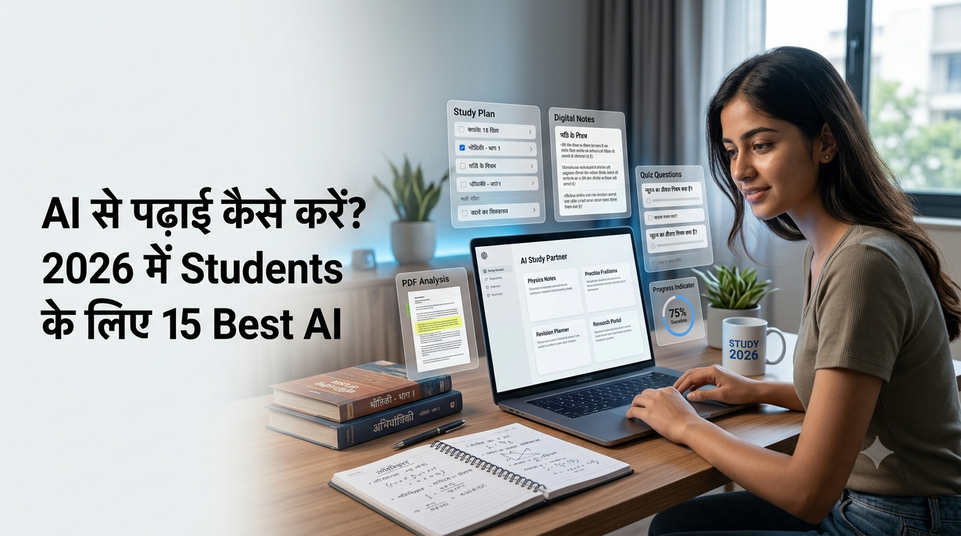 AI से पढ़ाई कैसे करें 2026 में Students के लिए Best AI Tools