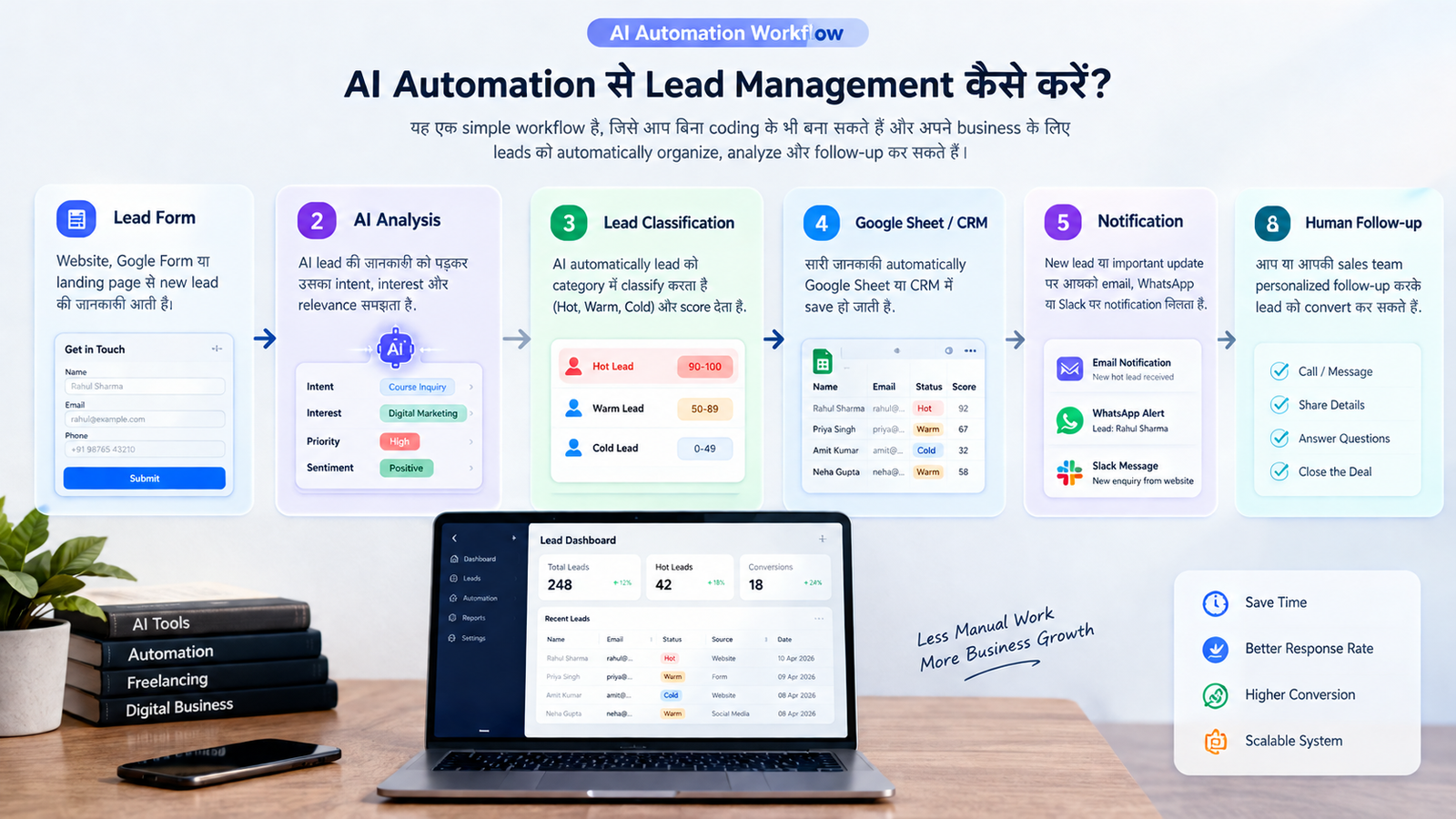 Beginner friendly AI automation workflow from lead form to follow up