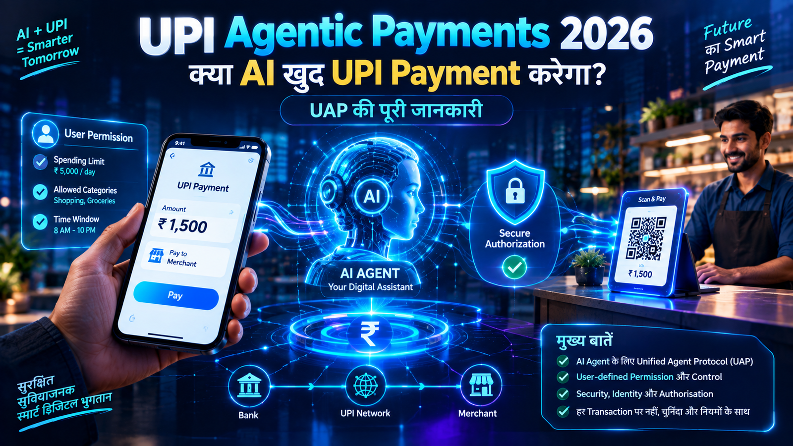 UPI Agentic Payments 2026 AI Agent और digital payment concept